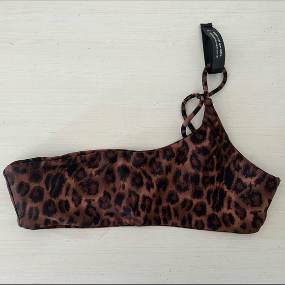 NWT Ark Swim Leopard One Shoulder bikini top (high waisted bottoms available) - Picture 5 of 10